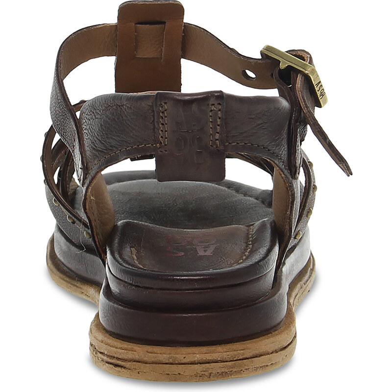 Sandales plates A.S.98 FUSBET DOPPIO FONDO en cuir brun foncé
