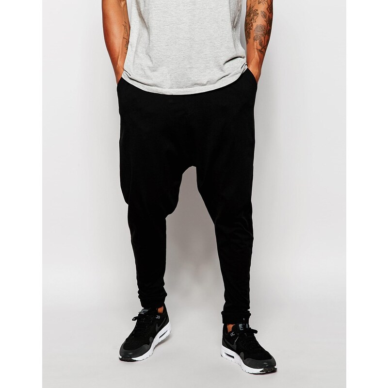 ASOS - Pantalon de jogging à entrejambe bas en jersey léger - Noir