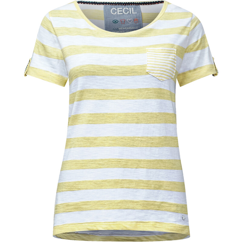 Cecil - T-shirt à rayures mélangé - pastel yellow,