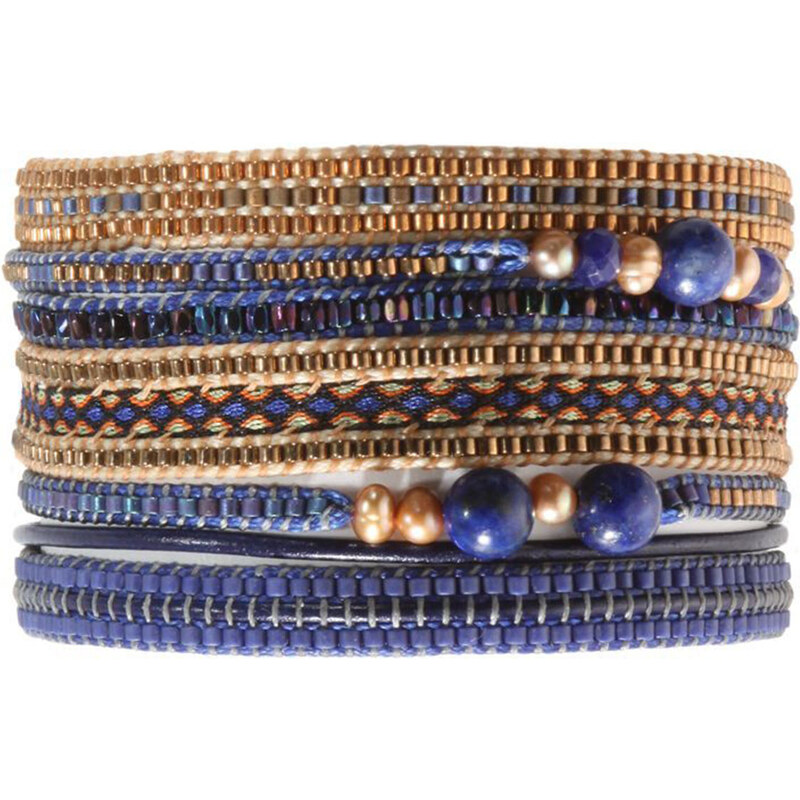 Mishky Large Bracelet En Perles Bleu Foncé Et Mordoré - Potpourri Big Blue Copper