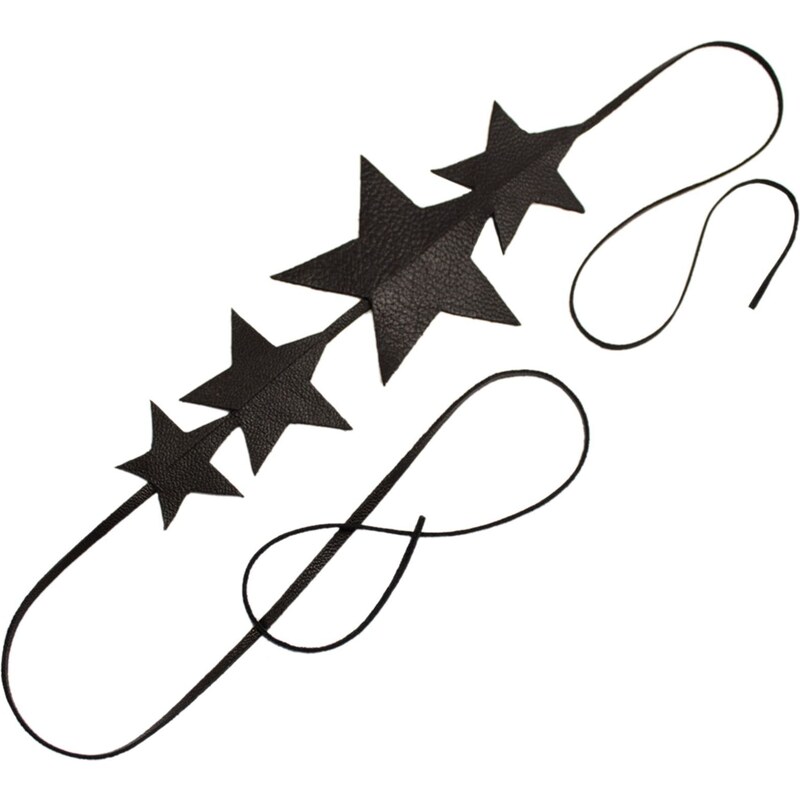 Naminoe Tirawa - Headband quatre étoiles en cuir - noir