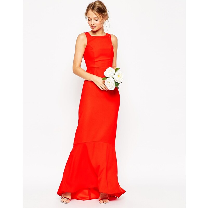 ASOS WEDDING - Maxi robe avec ourlet en pointe dans le dos - Rouge