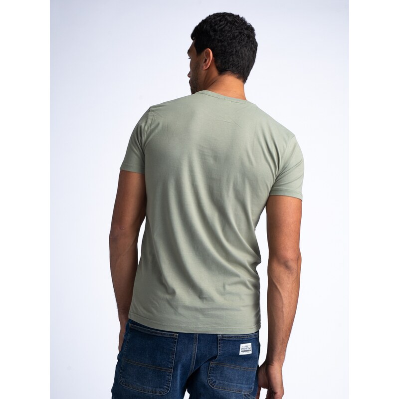 Petrol Industries T-Shirt marine / vert chiné / rouge / blanc