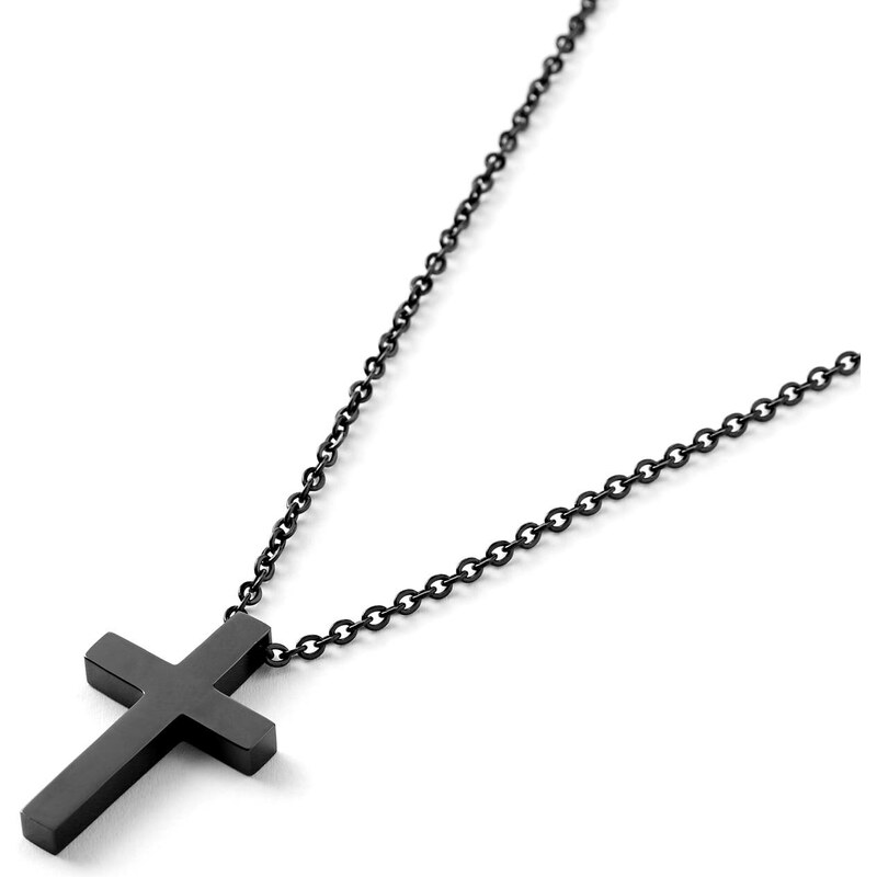 Trendhim Collier à pendentif en croix noire classique
