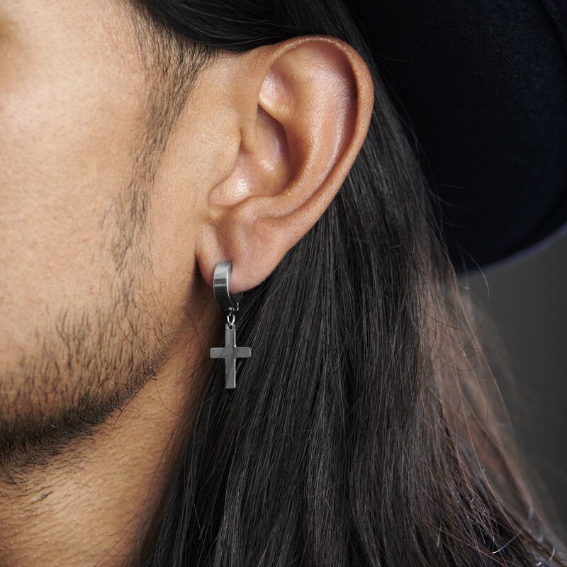 Lucleon Boucle d'oreille avec croix argentée