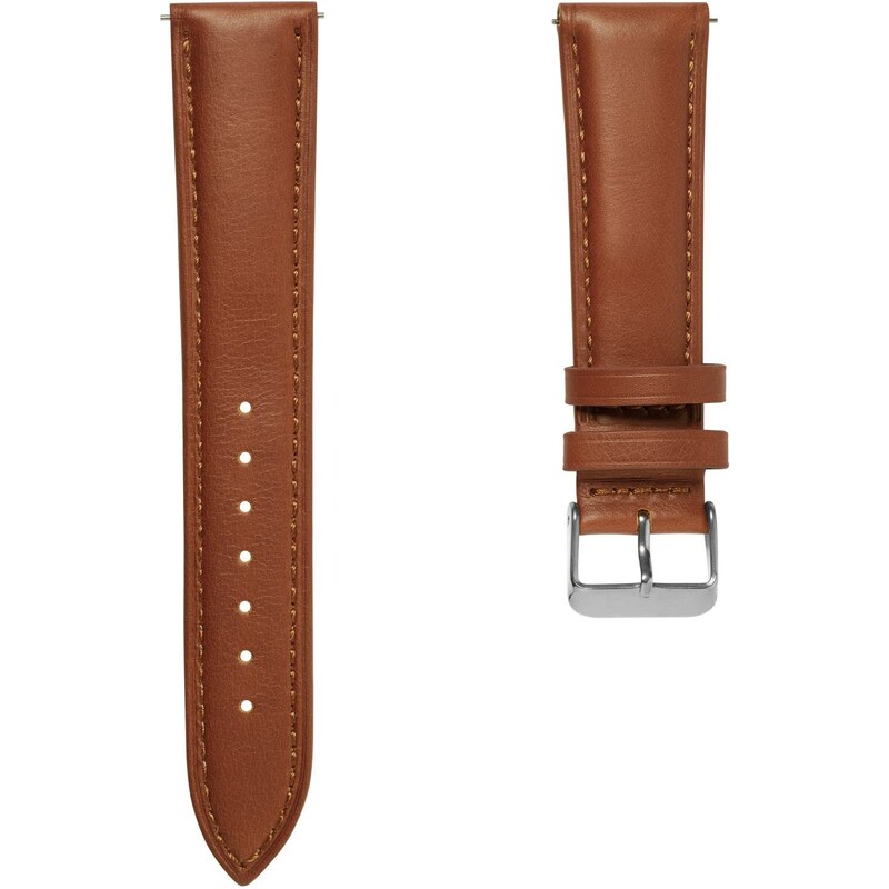 Trendhim Bracelet de montre en cuir brun havane 18 mm avec boucle argentée - Attache rapide