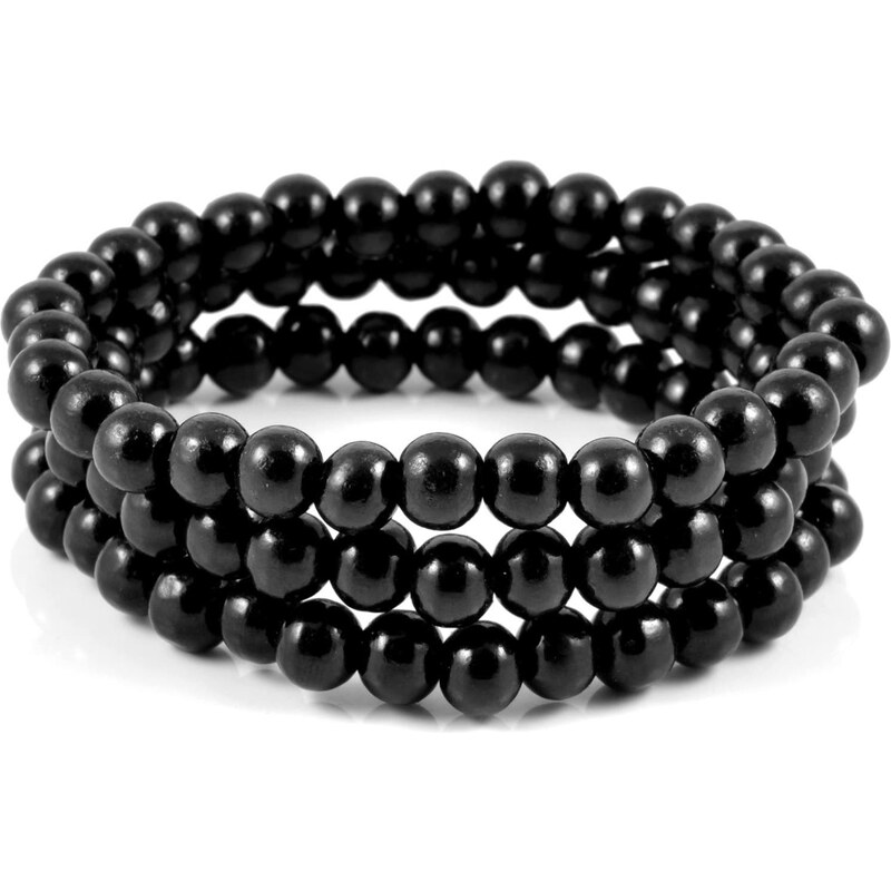 Collin Rowe Bracelet de perles noires - bracelet triple