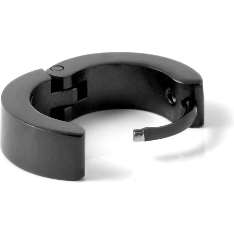 Lucleon Sentio | Boucle d'oreille ronde décorée d'un motif en croix en acier chirurgical noir mat