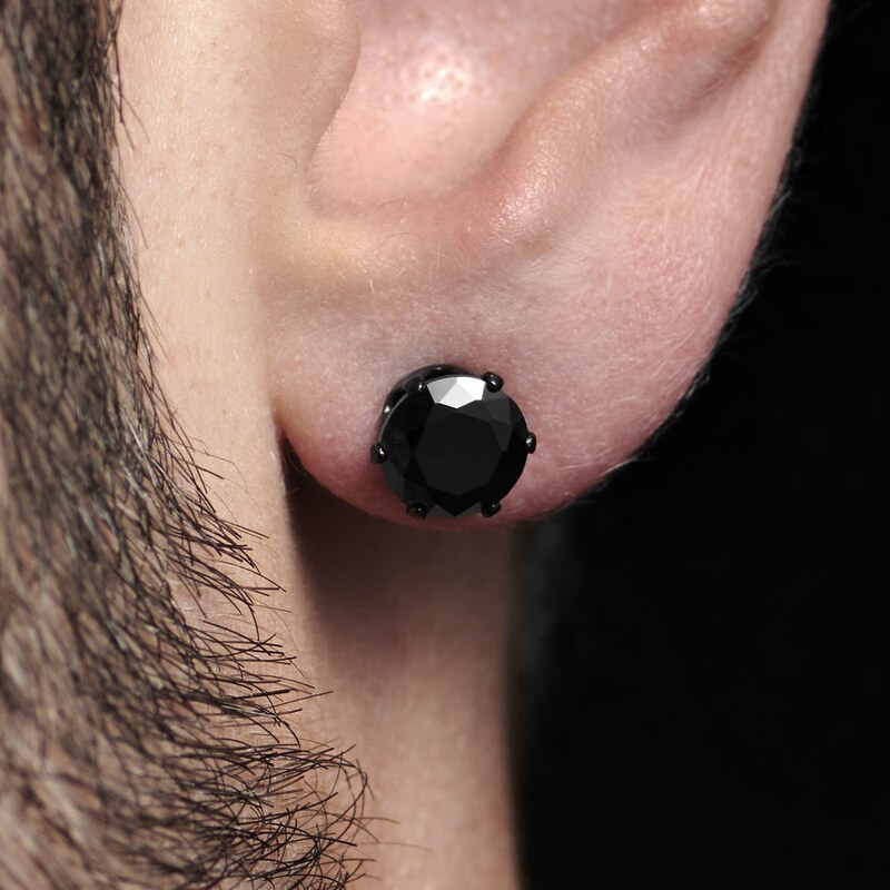 Lucleon Clou d'oreille 8 mm avec zircone noire