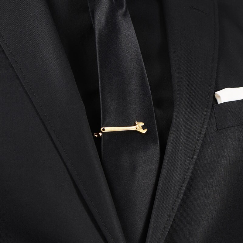 Warren Asher Pince à cravate courte dorée clé anglaise