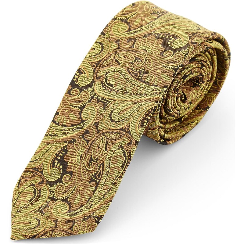 Tailor Toki Cravate à motif cachemire de couleur or