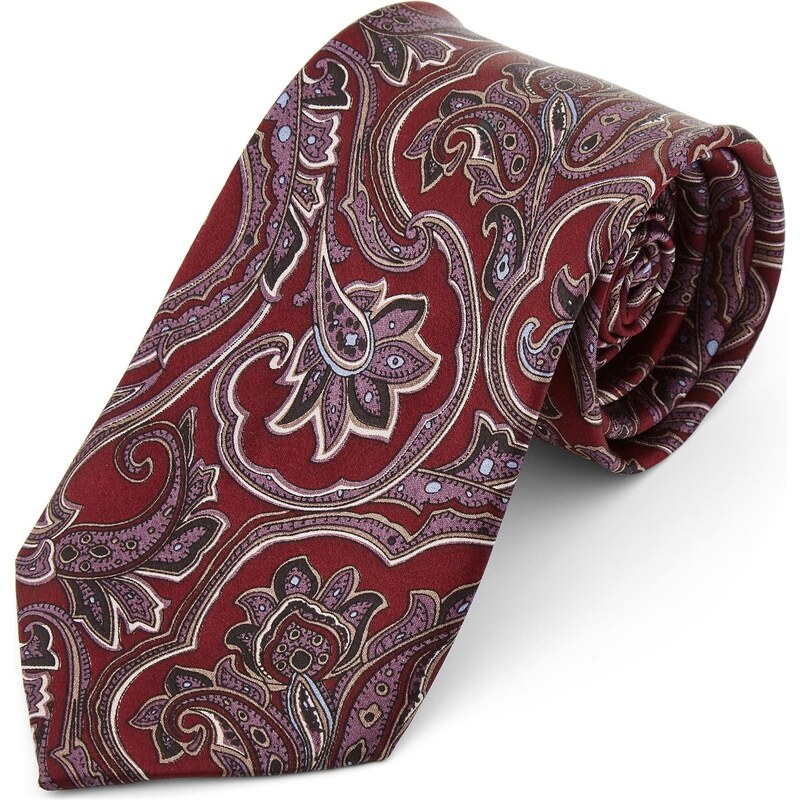 Tailor Toki Cravate baroque en soie rouge & lavande - large