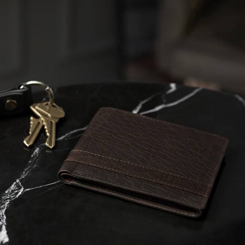 Lucleon Portefeuille Montreal luxe en cuir marron RFID