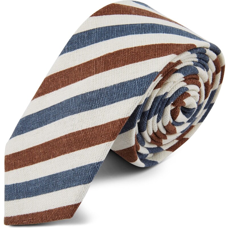 Tailor Toki Cravate à rayures bleues et marron