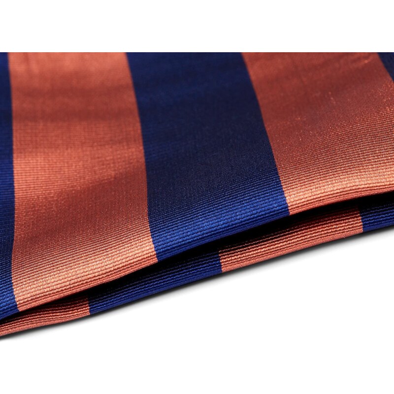 Trendhim Pochette de costume en soie à rayures bleu marine et orange