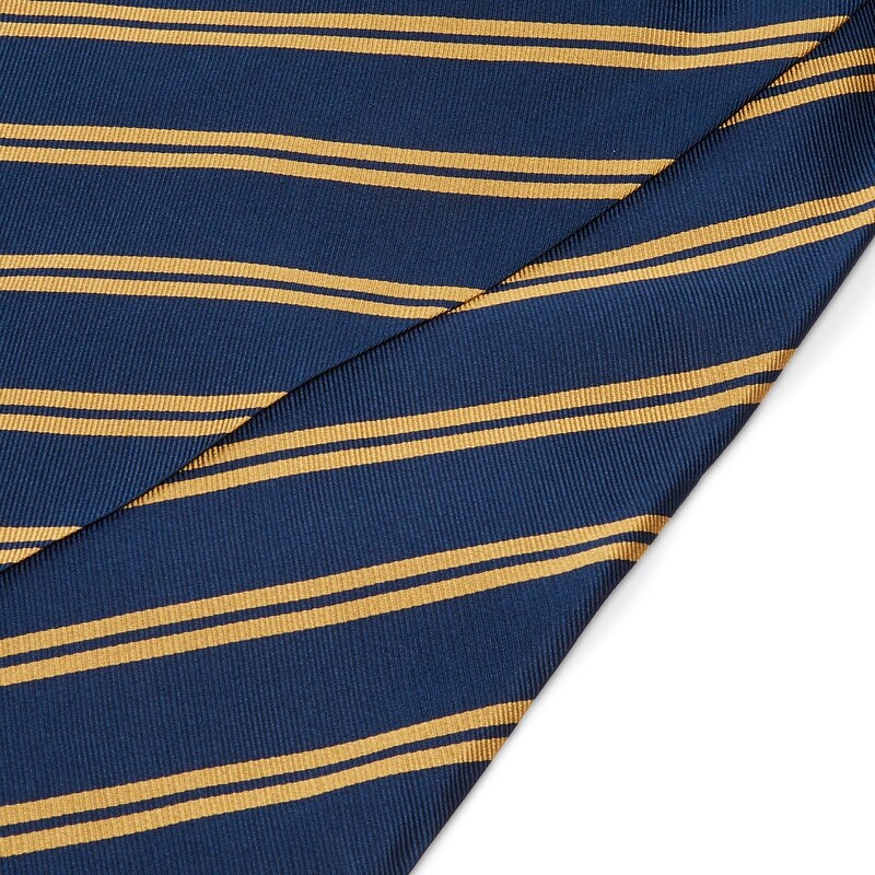 Trendhim Cravate Ascot en soie marine à rayures dorées
