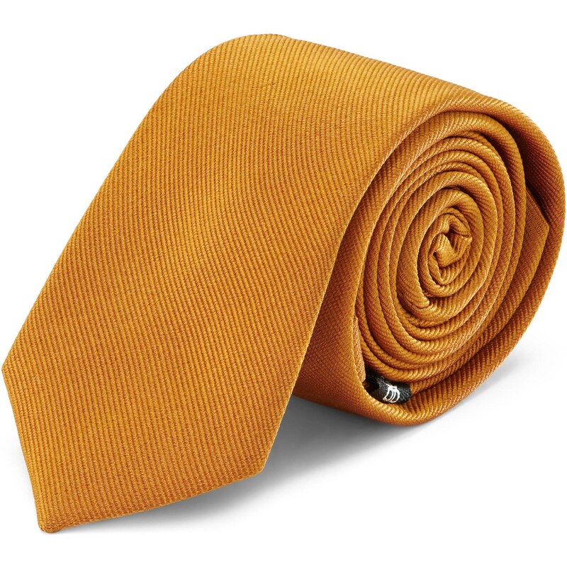 Bohemian Revolt Cravate ocre en sergé de soie 6 cm