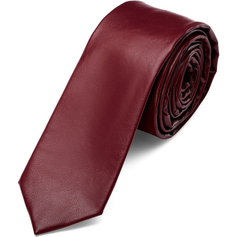 Trendhim Cravate étroite en similicuir rouge