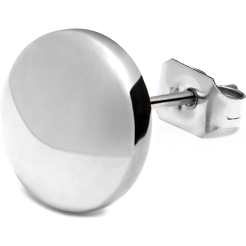 Lucleon Boucle d'oreille "bouton" en acier argenté 10 mm
