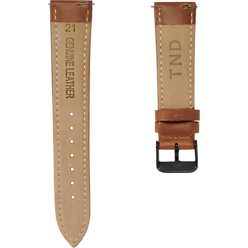 Trendhim Bracelet de montre en cuir brun havane de 24 mm avec boucle noire - Fixation rapide