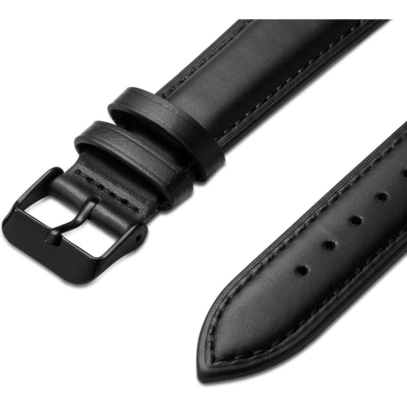 Trendhim Bracelet de montre en cuir noir 18 mm avec boucle noire - Attache rapide