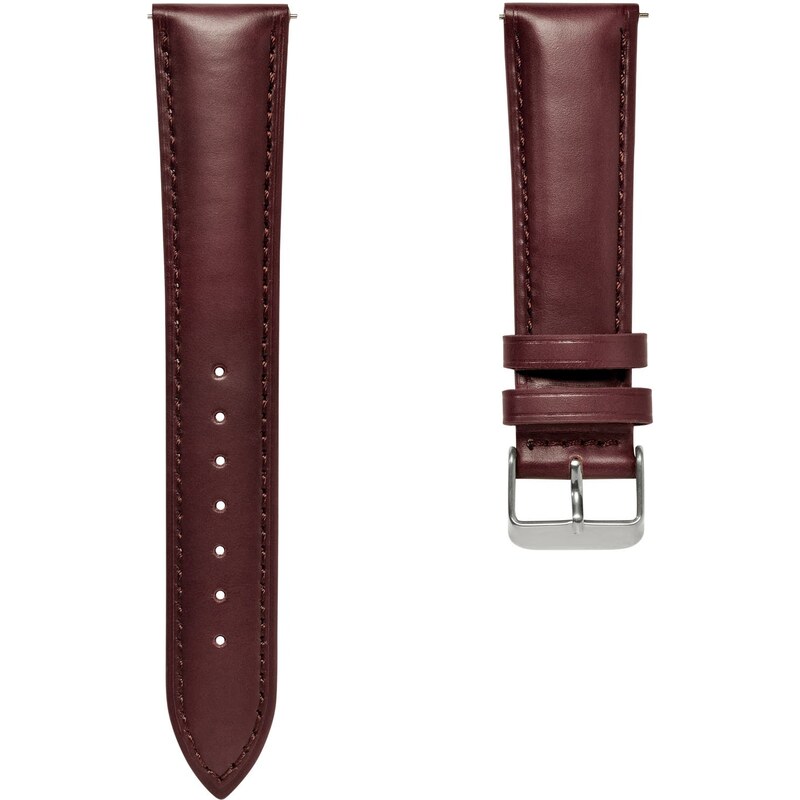 Trendhim Bracelet de montre en cuir marron foncé de 24 mm avec boucle argentée - Fixation rapide