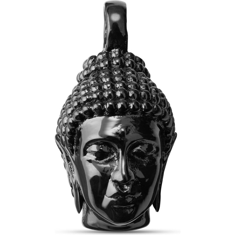 Lucleon Pendentif Bouddha en acier inoxydable noir