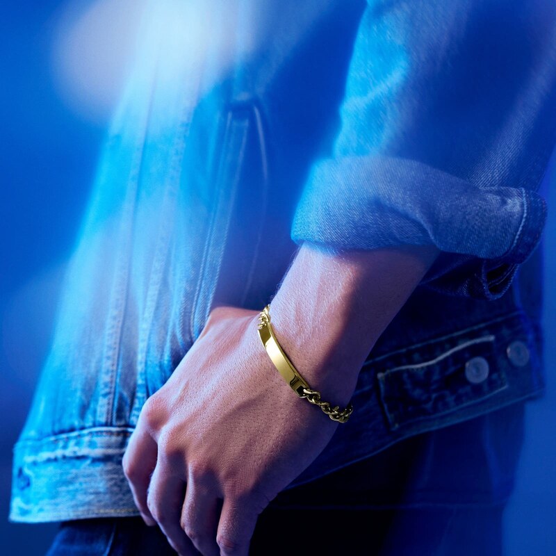 Lucleon Nomen | Bracelet en acier doré avec plaque d'identification - 7 mm