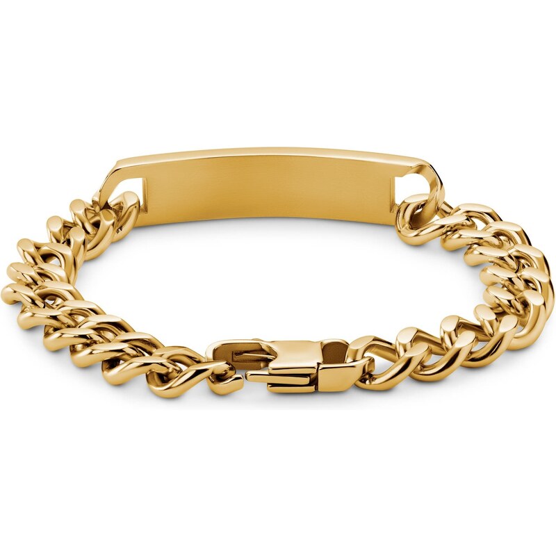 Lucleon Nomen | Bracelet en acier doré avec plaque d'identification - 10 mm