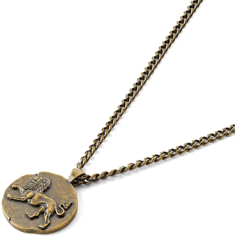 Lucleon Astro | Collier en acier inoxydable doré avec signe astrologique du lion