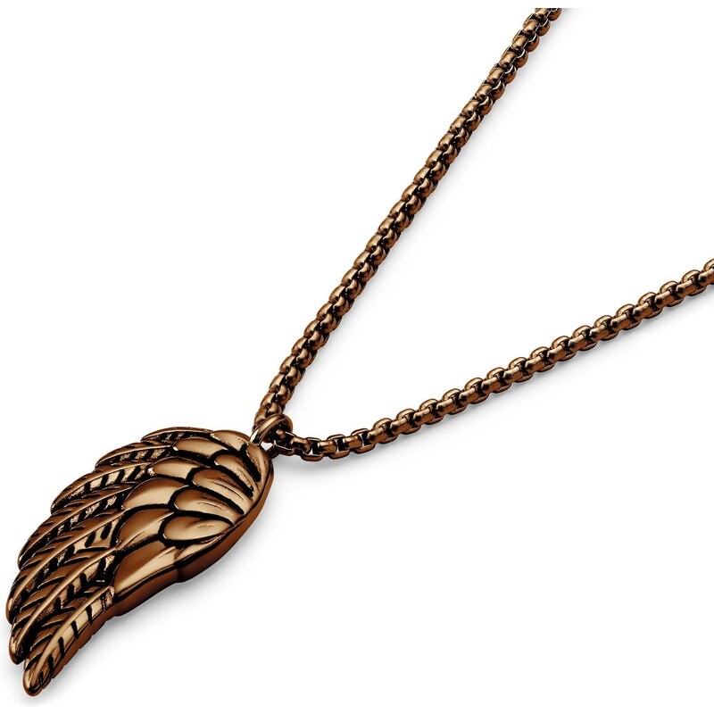 Otsu Egan | Collier à maille vénitienne en acier inoxydable couleur cuivre avec pendentif en forme d'aile