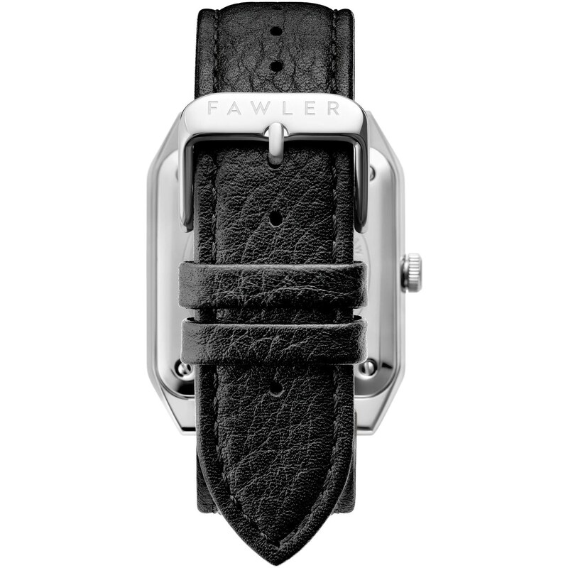 Fawler Clyde | Montre carrée argentée et noire