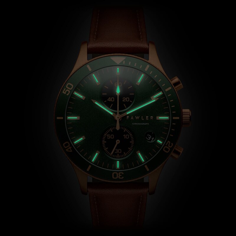 Fawler Aeris | Montre chronographe en laiton à cadran vert