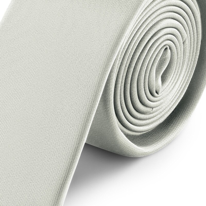 Trendhim Cravate étroite en satin gris clair 6 cm