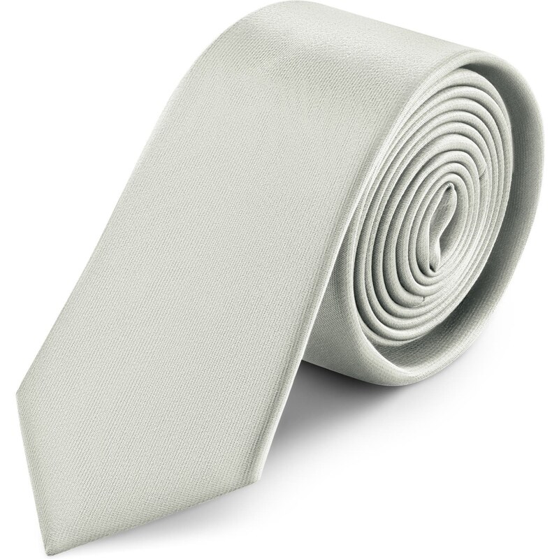 Trendhim Cravate étroite en satin gris clair 6 cm
