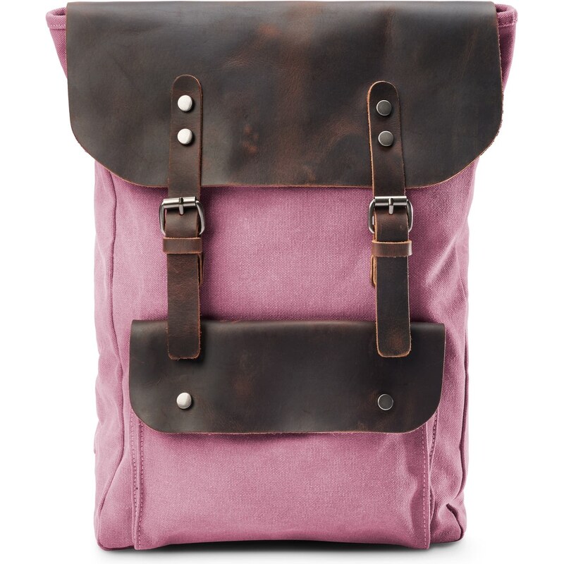 Delton Bags Sac à dos style vintage en toile et cuir rose