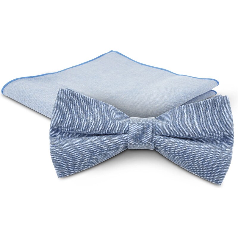 Trendhim Set de nœud papillon pré-noué et pochette de costume couleur bleu pâle