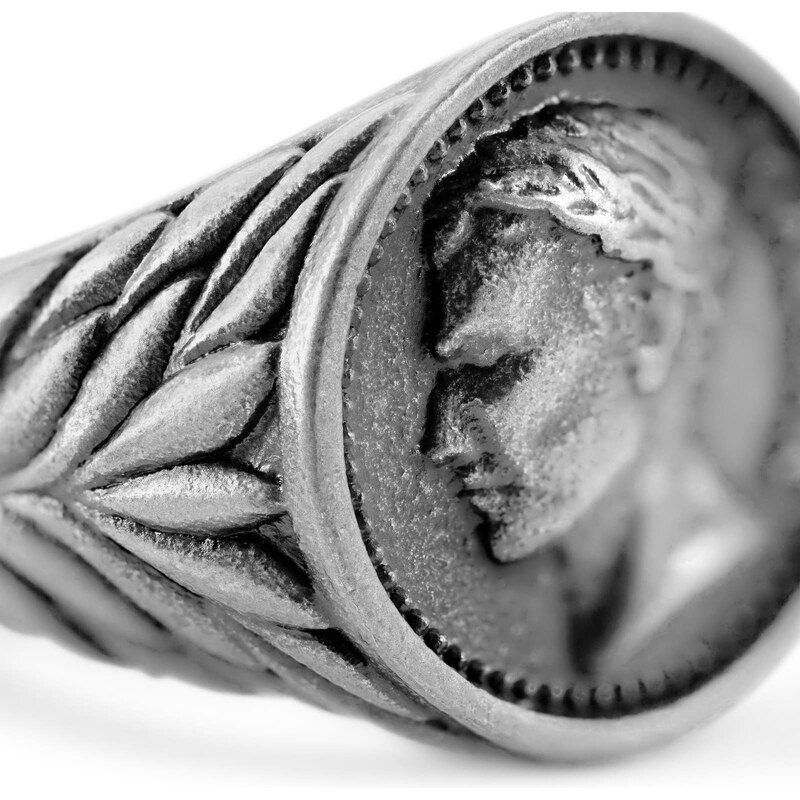 Lucleon Obelius |Chevalière César monnaie vintage argentée
