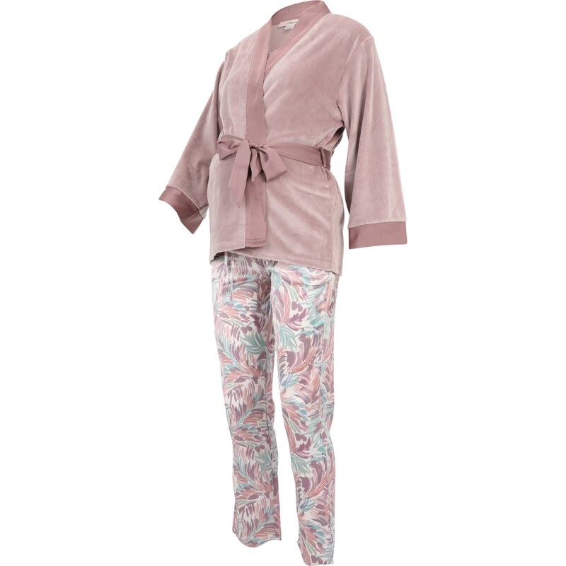 ETAM Pyjama 'CAITLIN' bleu / vert / rose ancienne / blanc