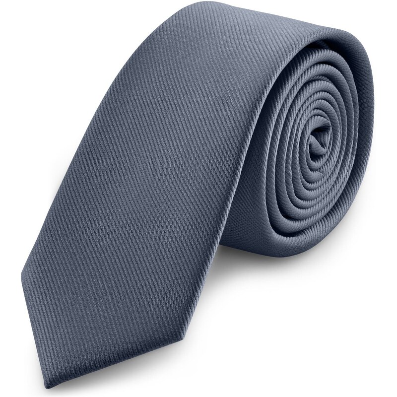 Trendhim Cravate étroite en tissu gros-grain gris foncé 6 cm