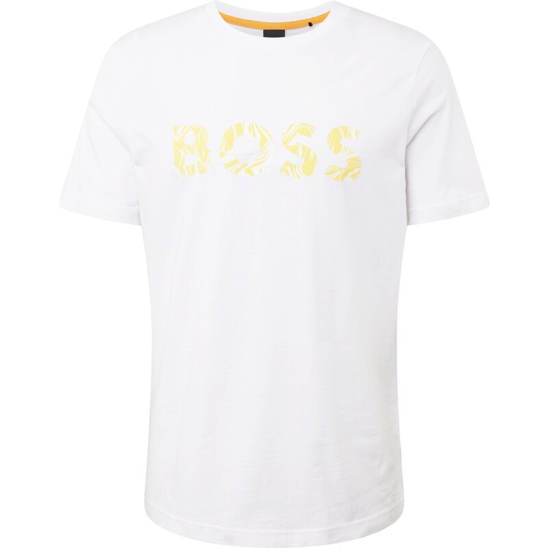 BOSS Orange T-Shirt 'Ocean' jaune / blanc