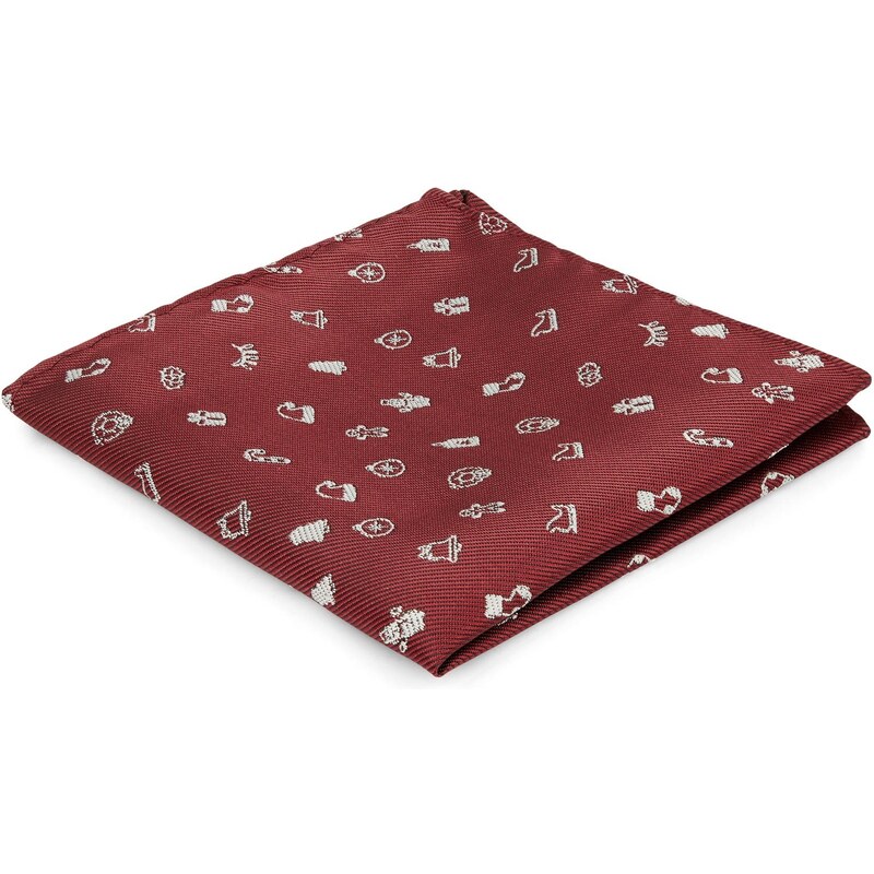 Trendhim Set de cravate et pochette de costume à motif de Noël couleur bordeaux
