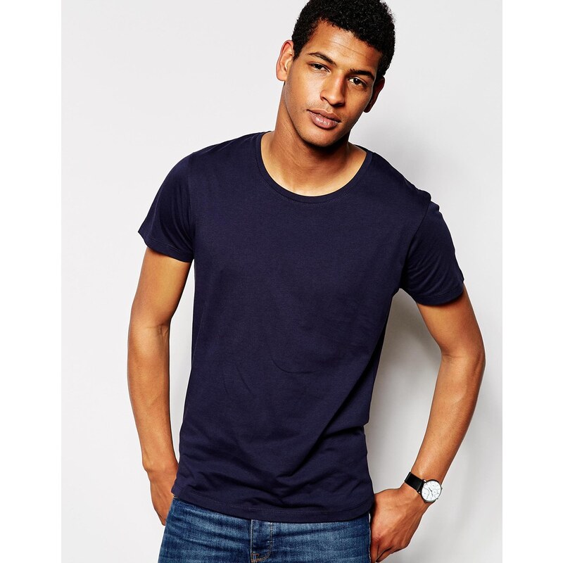 Selected Homme - T-shirt ras du cou en coton pima - Bleu