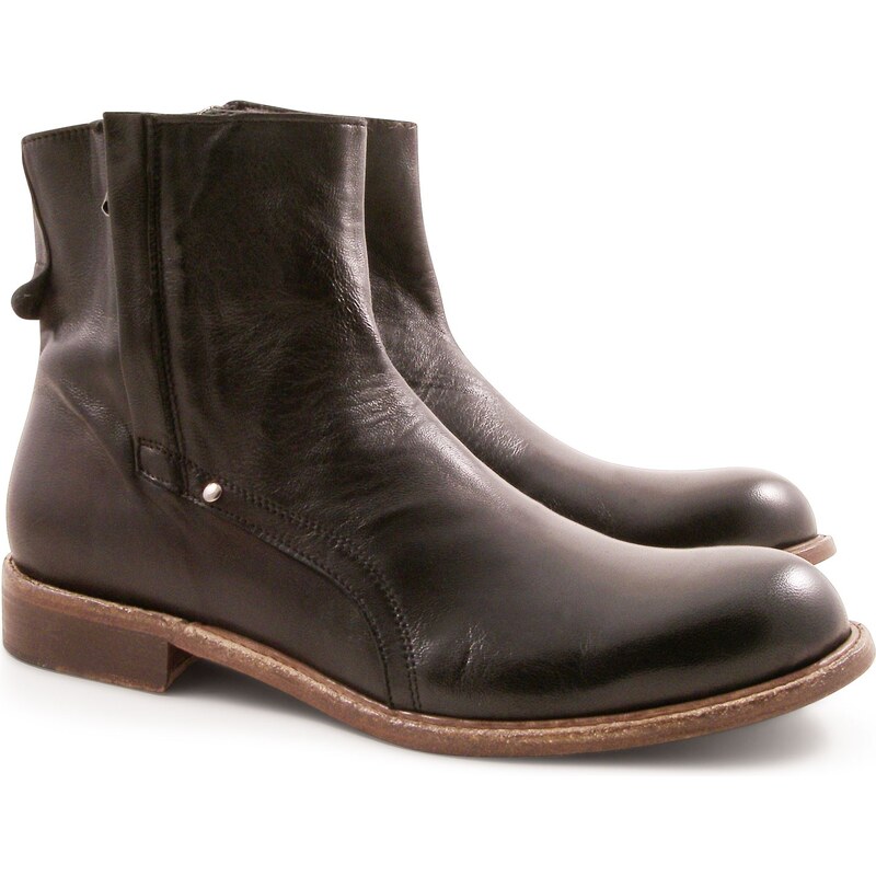 Leonardo Shoes Bottes en cuir pour homme artisanales couleur noir