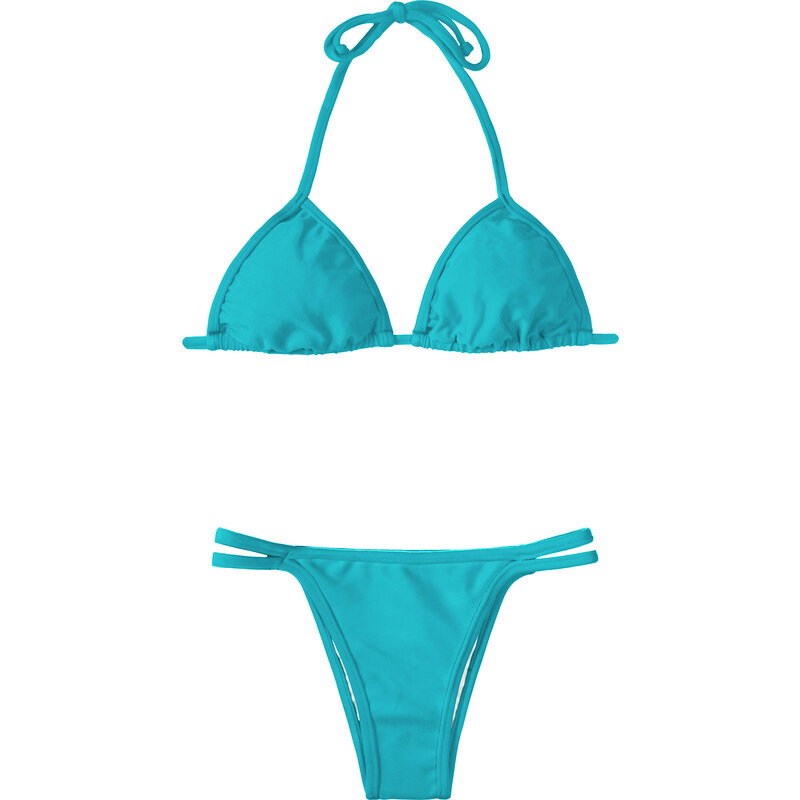 Rio De Sol Bikini Triangle Bleu Lagon, Bas Double Liens - Tahiti Cort Duo