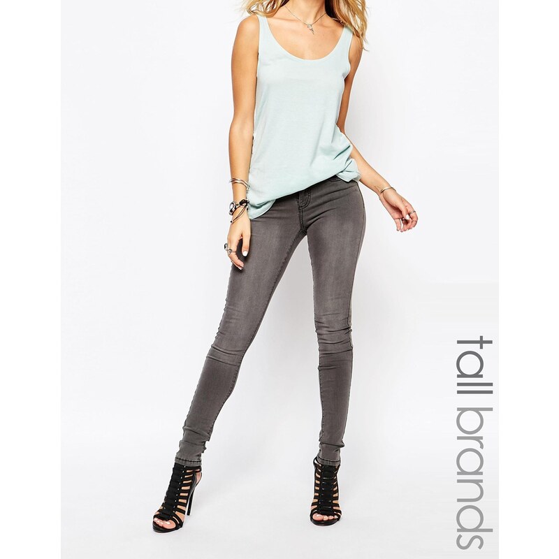Noisy May Tall - Eve - Jean skinny taille basse - Gris