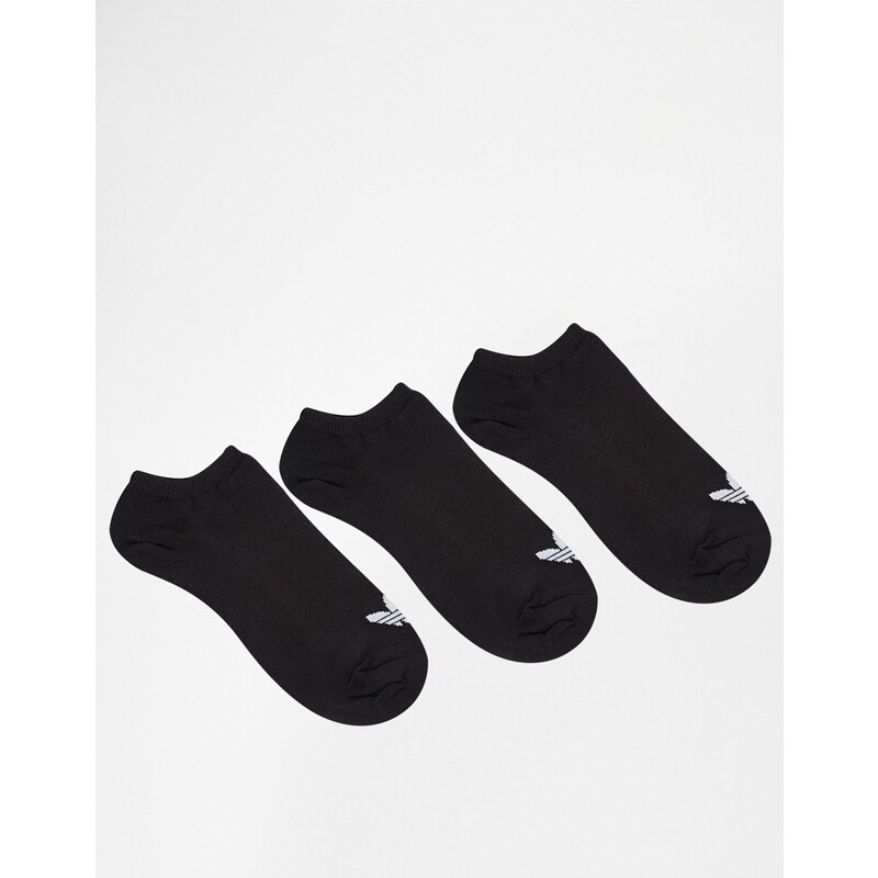Adidas Originals - Lot de 3 paires de socquettes motif trèfle - Noir