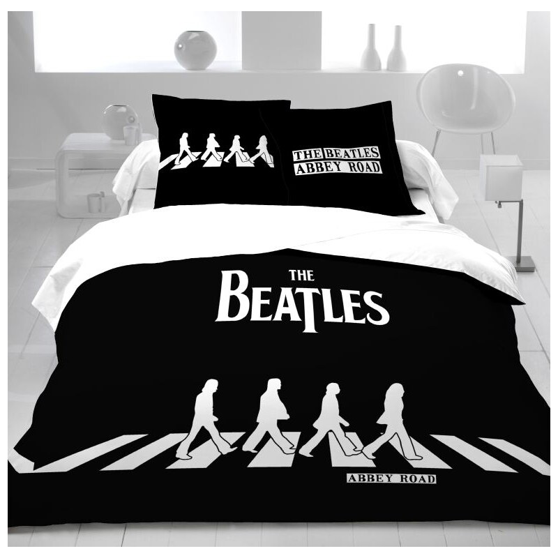 Parure housse de couette 100% coton - The Beatles Abbey Road - 240x220 cm + 2 taies d'oreiller 65x65 cm