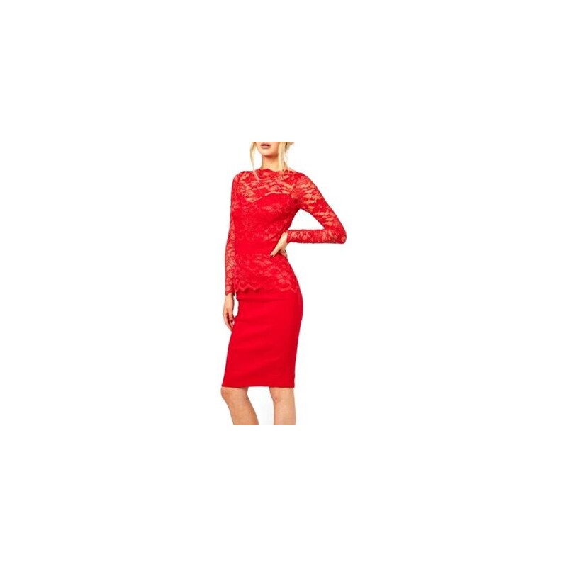 Chic Dresses Robe avec dentelle - rouge