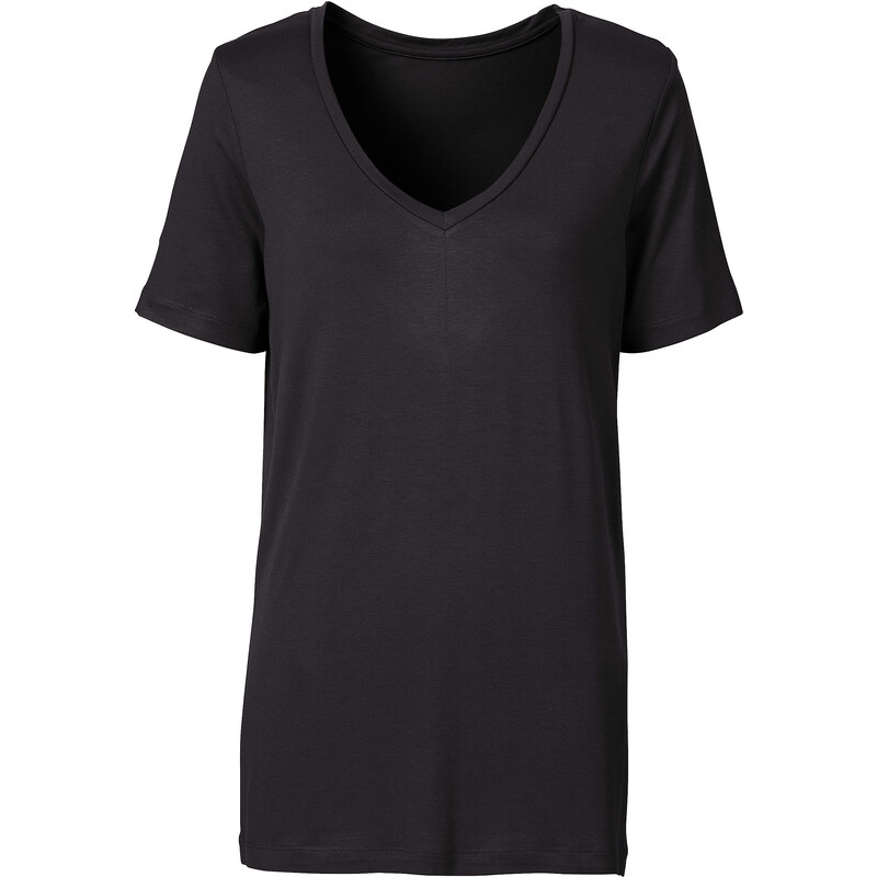 BODYFLIRT T-shirt noir manches courtes femme - bonprix